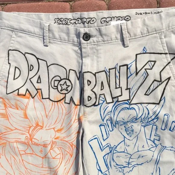 Custom × Streetwear 1/1 custom Dragon ball Z anime straight pants
